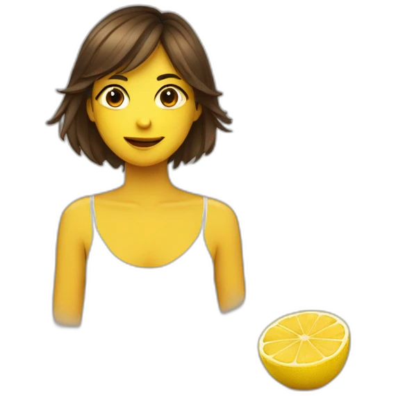 Citron qui fait un câlin à une fille brune emoji
