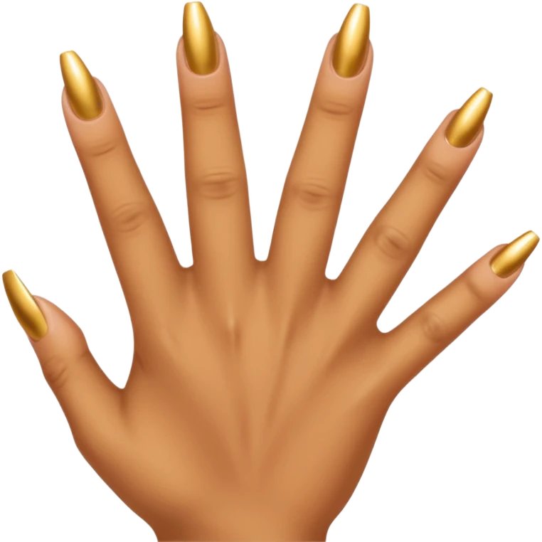 Tan skin hand with short gold nails emoji
