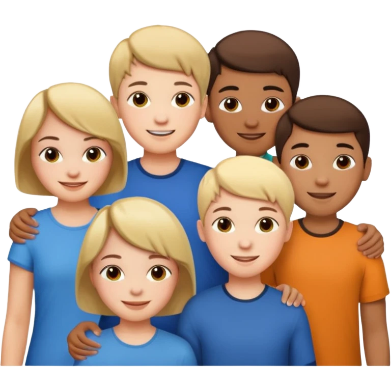I want a 5 persons, 3 girls, one of them have a short hair, and 2 boys  emoji