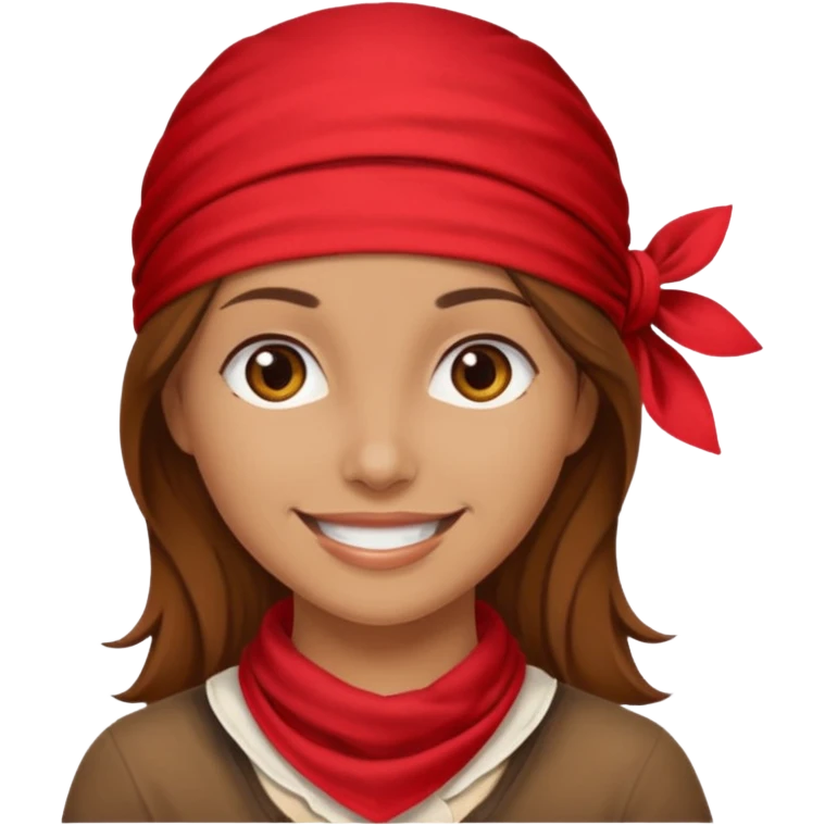 brown haired woman with wearing red bandana emoji