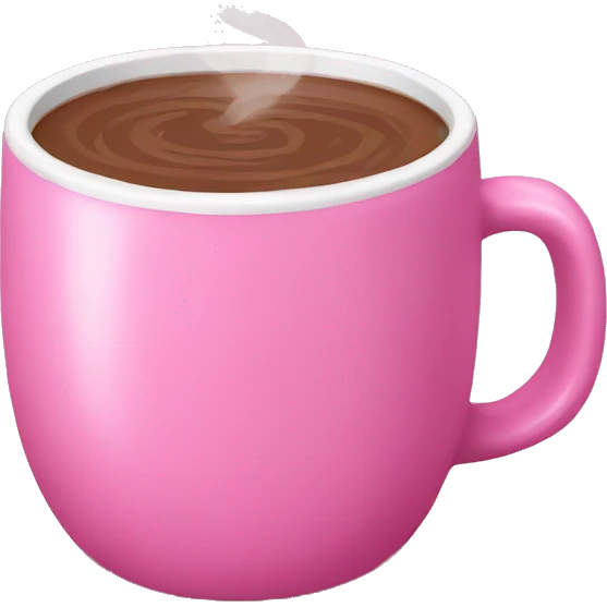 Pink mug with hot chocolate  emoji