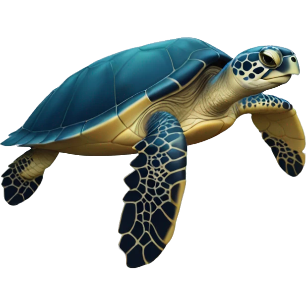 Swimming dark blue sea turtle emoji