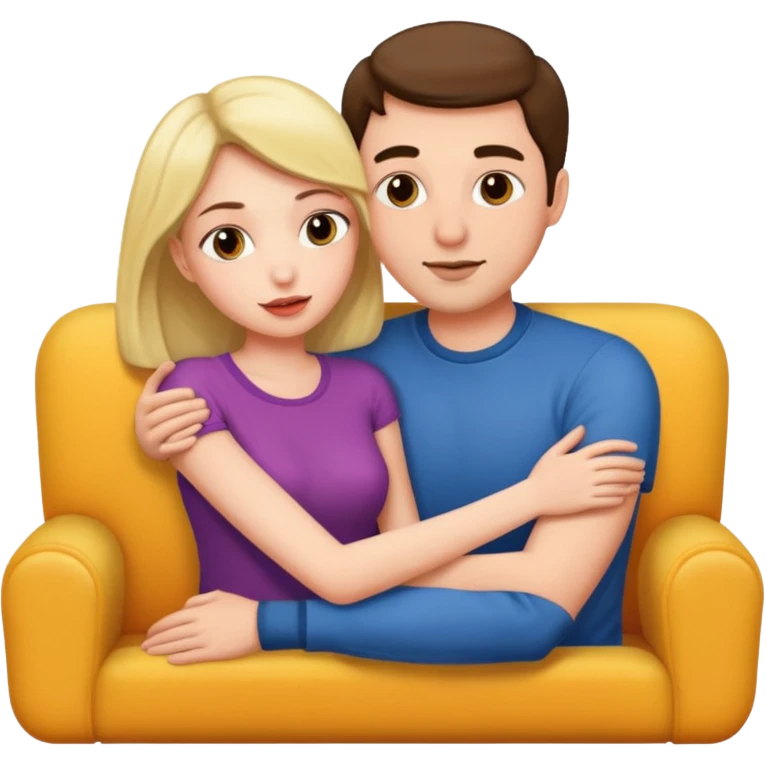 Man and woman making out on couch emoji