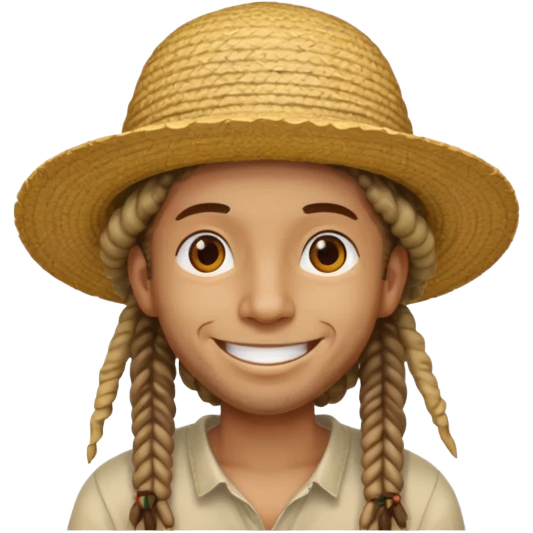 dreadlocks Traveler with straw hat emoji