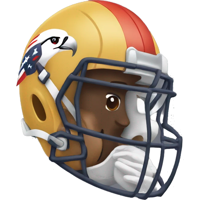 Man with a bird beak wearing an american football helmet emoji