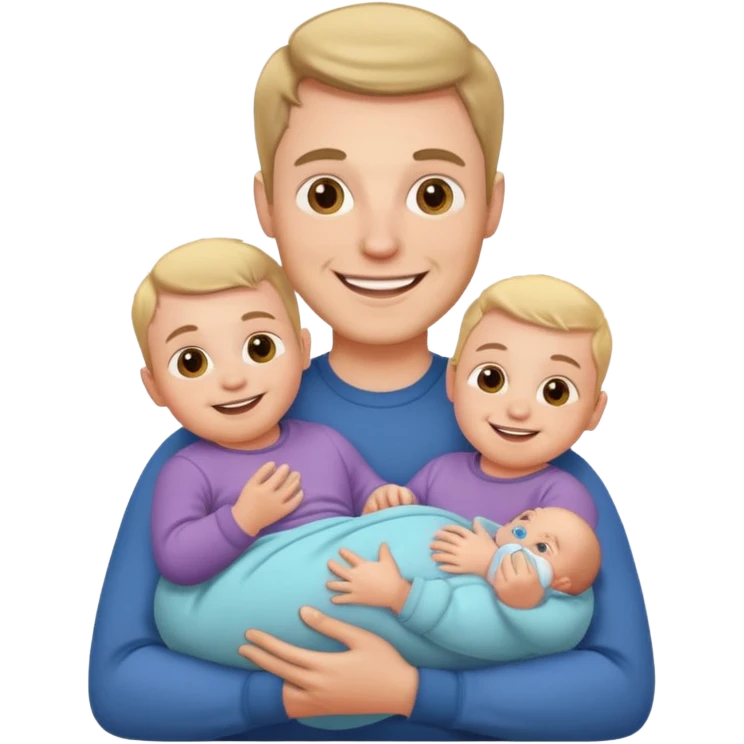 white man with three babies emoji