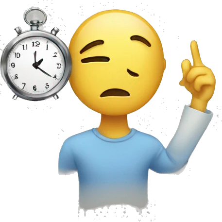 human staring at a clock on his wrist emoji
