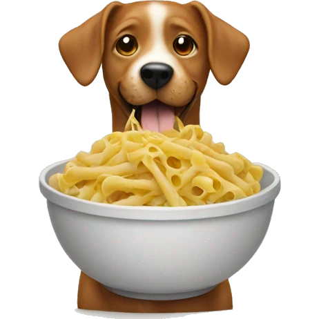 Dog is eating pasta emoji