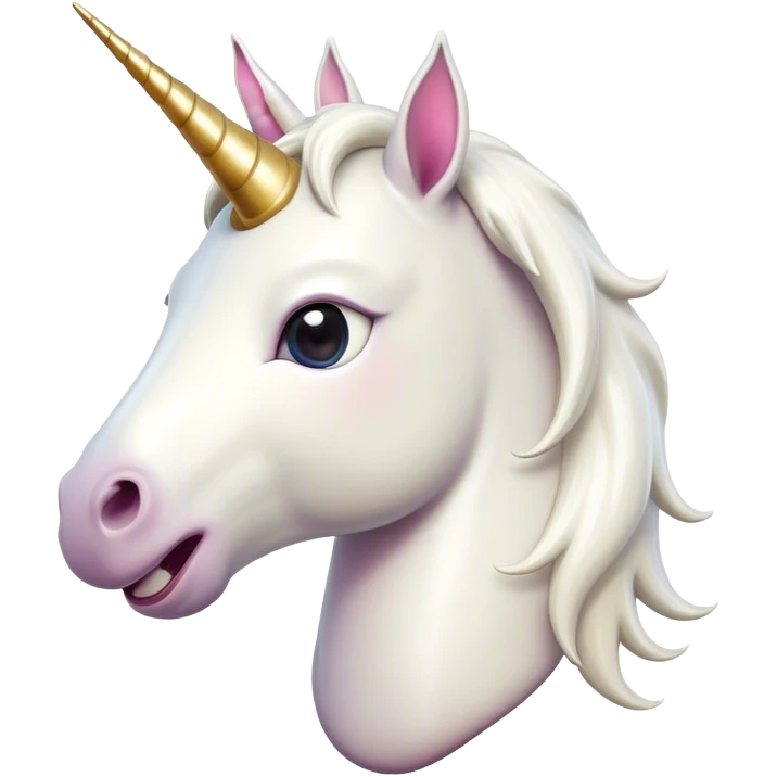 Cinematic Comical White Unicorn Portrait Emoji, Head tilted dramatically with an exaggeratedly amused expression, featuring a slender, radiant form with a playfully sparkling horn and wide, comically expressive eyes full of enchanting disbelief, Simplified yet hilariously expressive features, highly detailed, glowing with a slightly sassy magical glow, high shine, dramatic yet playful, stylized with an air of cheeky mythic mischief, soft glowing outline, capturing the essence of a meme-worthy white unicorn that looks ready to prance its way into viral fame! emoji