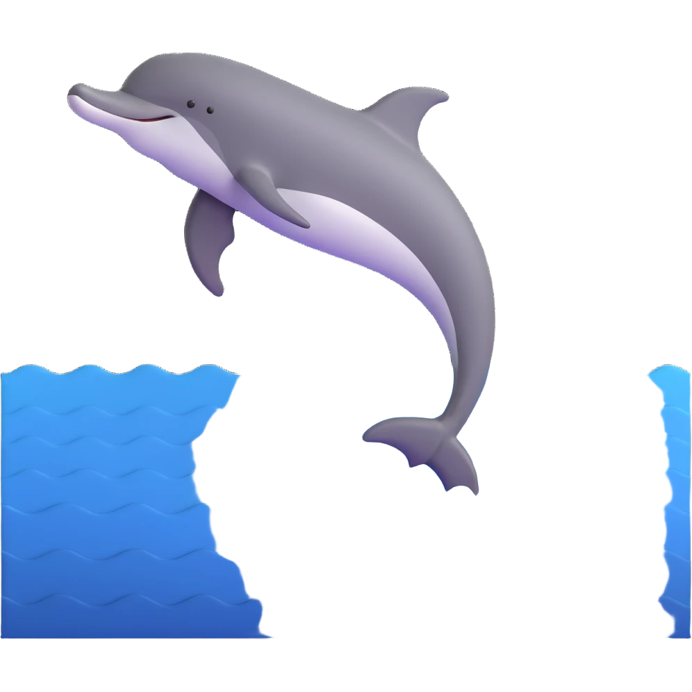 swimming dolphin in ocean waves emoji