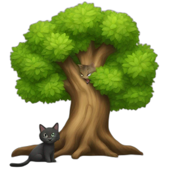 a tree with cat emoji