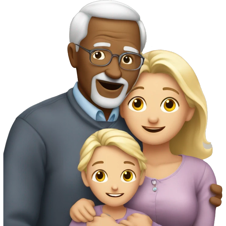 Female grandma, male grandpa hugging 19 year old blonde granddaughter  emoji