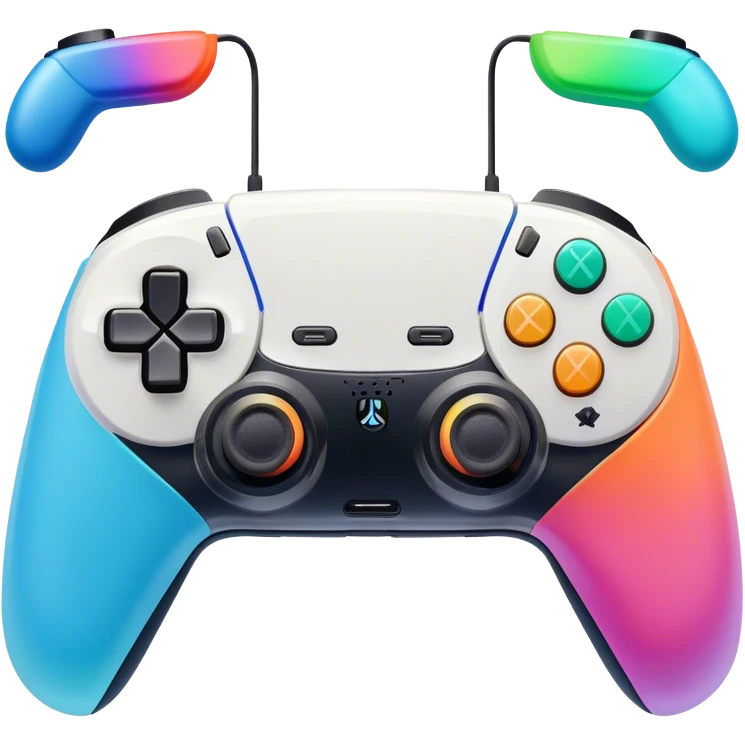 An icon showing a split-screen game with two sections, each featuring different gameplay action. Two PS5 controllers rest below, symbolizing local multiplayer fun. The design captures the excitement of competitive and cooperative gaming. A transparent background emoji