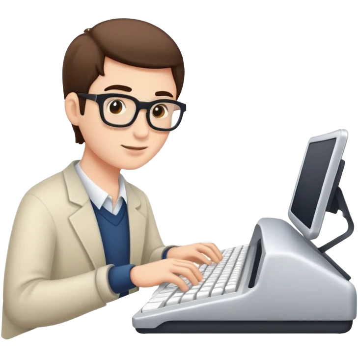 Писец печатает на клавиатуре  emoji