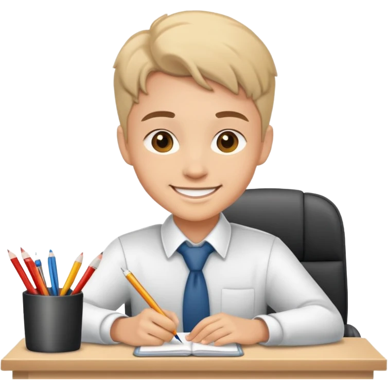 smiling student at a desk emoji
