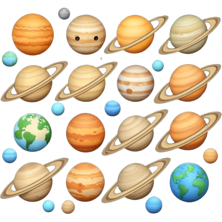 12 planets emojis I need a line for each planet mercury emoji