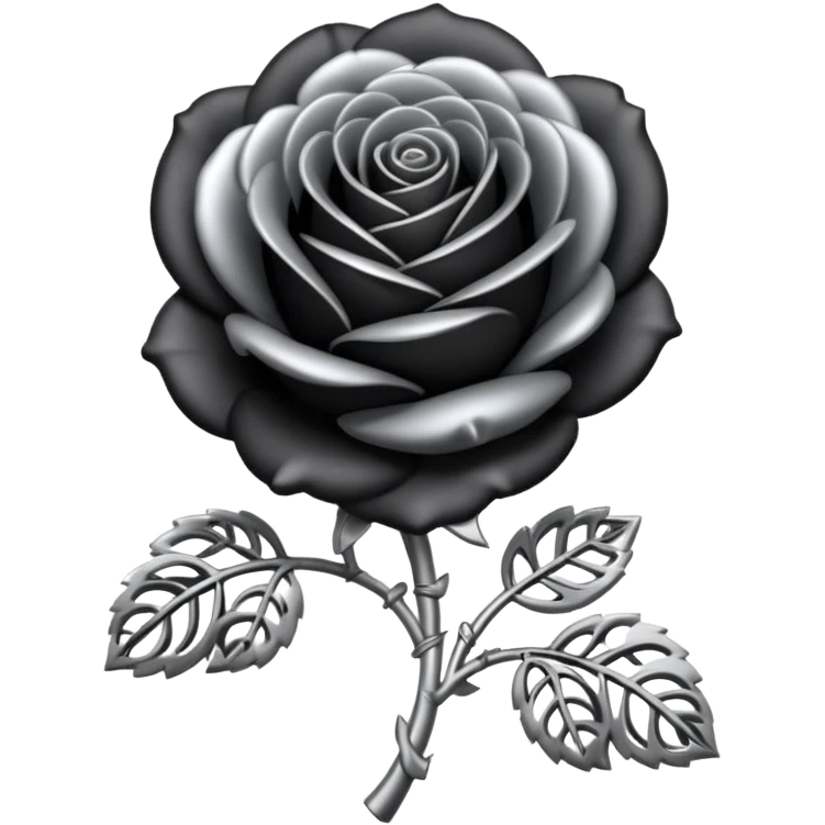 Black and silver filigree rose, 3D, extremely detailed design emoji