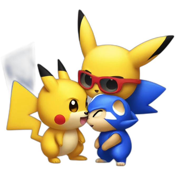 Sonic-and-Pikachu-loving-kiss emoji