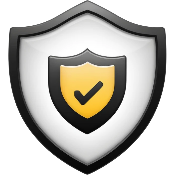 Instagram verification badge, white shield with black check mark in the center, clear and simple emoji style, no text emoji