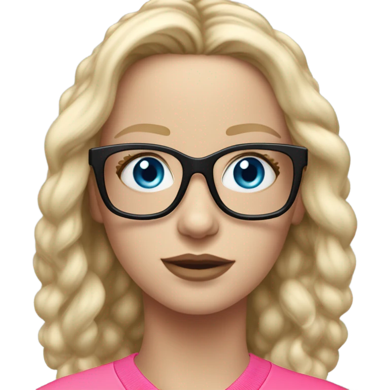 Realistic-fair-haired-white-girl-pink-oversize-tracksuit-black-glasses-blue-eyes emoji