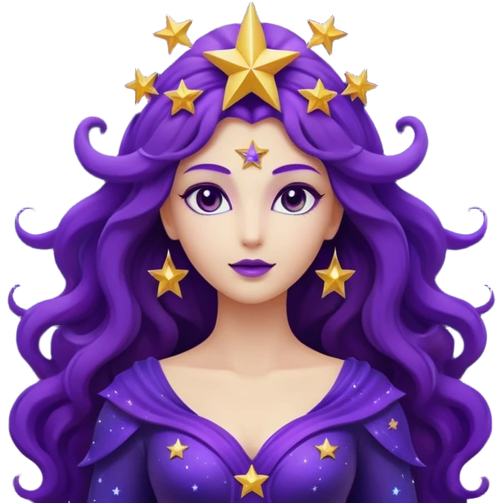 3D render of Star Goddess made of deep space cosmic energy, Silhouette filled with galaxies, glowing purple edges, silhouette shape with no facial features, Apple emoji style, isolated on white background --v 6.0 emoji