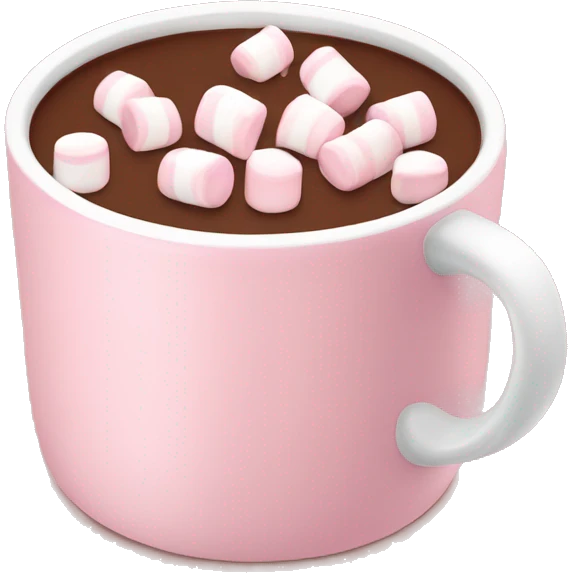 Light Pink mug of hot chocolate with marshmallows  emoji