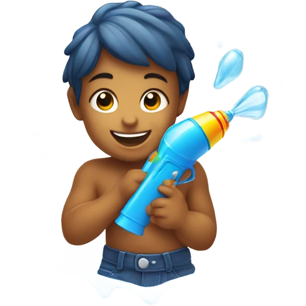 Baby shooting with a watergun emoji