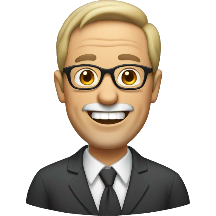 cartoon middle aged man with thin beard wearing round glasses laughing emoji