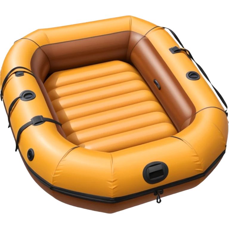 brown round inflatable boat with several seats around the perimeter emoji