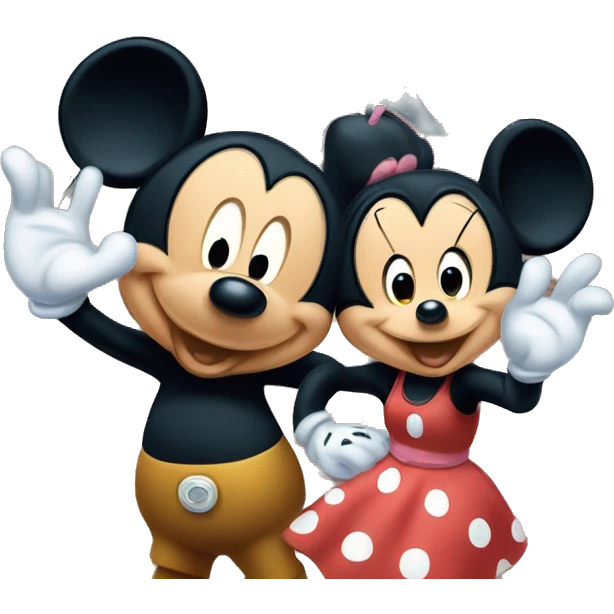 mickey mouse and mini mouse in the disney land emoji