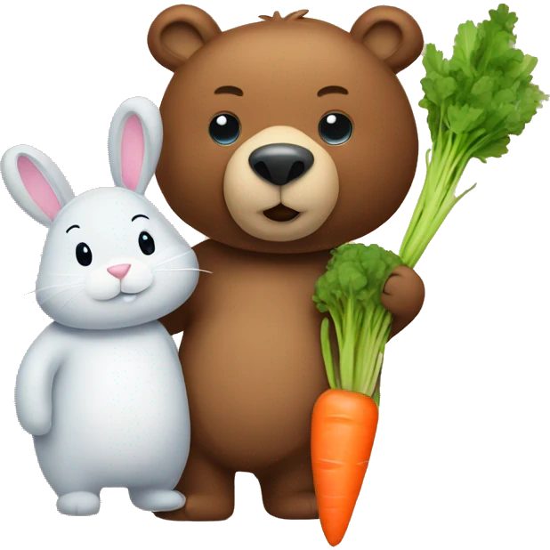 bear with a carrot and a bunny emoji