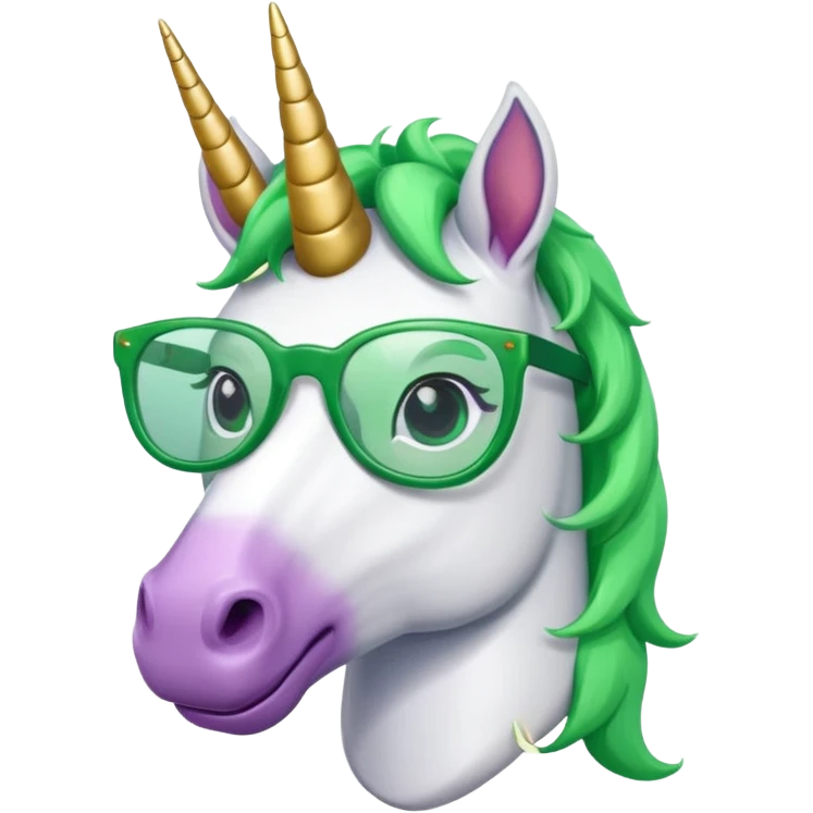unicorn with green glasses emoji