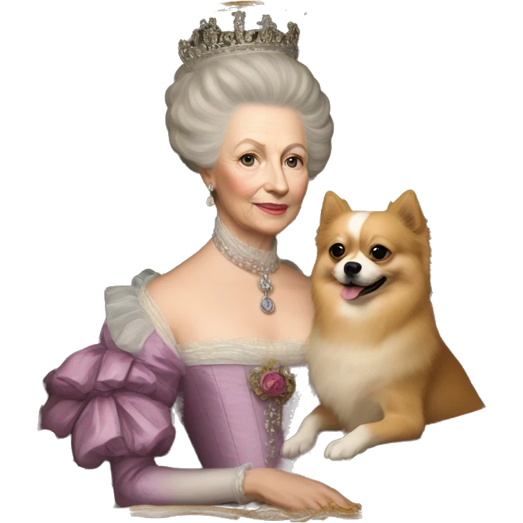 queen charlotte with pomeranian dog emoji