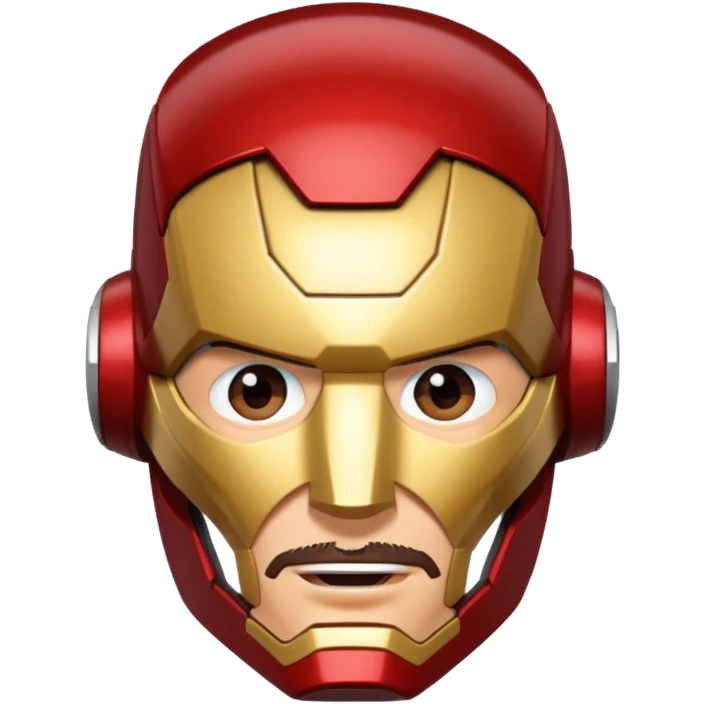 Iron Man helmet off, Tony Stark winking emoji