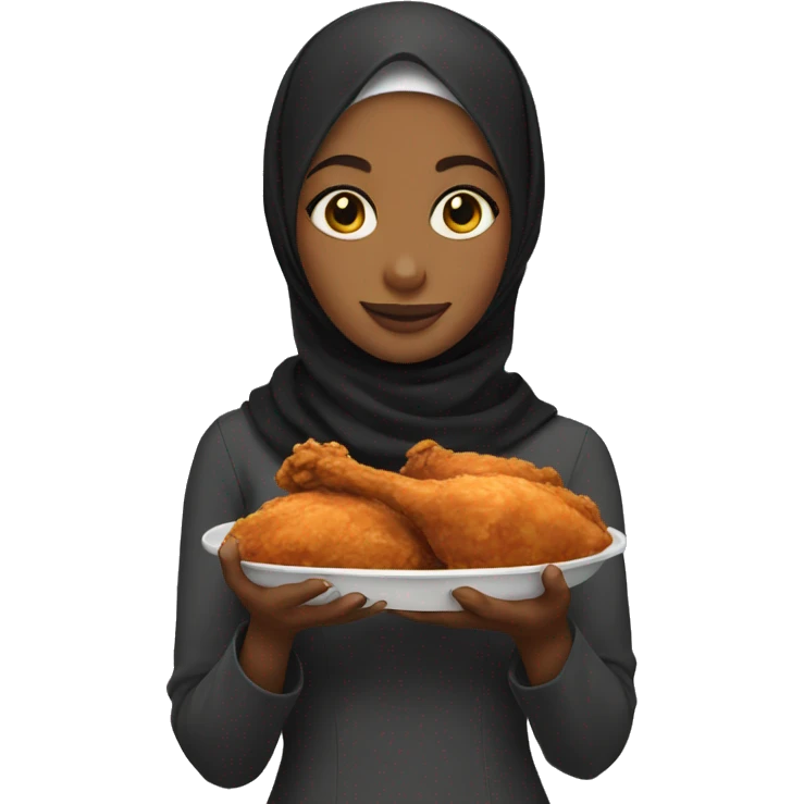 Black hijabi girl holding fried chicken emoji
