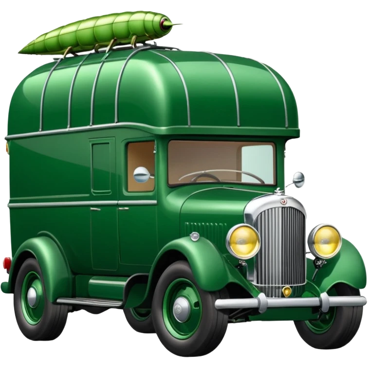 Ron’s Professional exterminator’s antique tall Bentley moving van hot rod (bug shaped) emoji