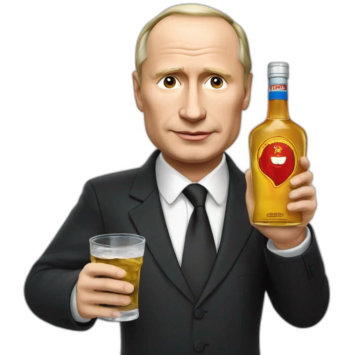 Vladimir poutine avec une bouteille de vodka emoji