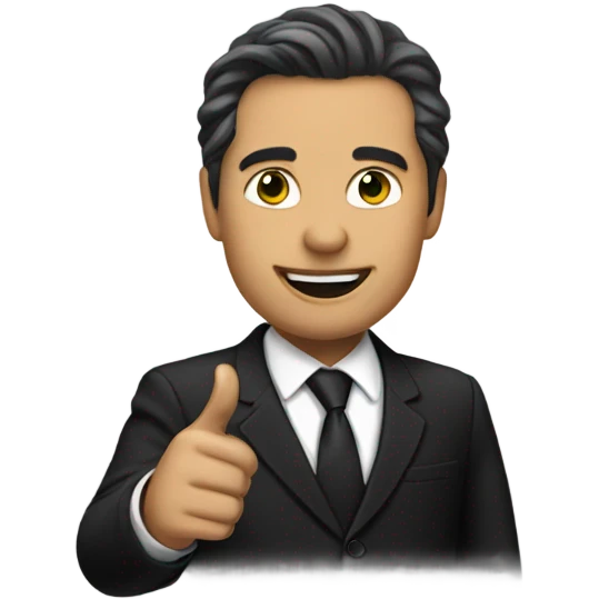 goverment hand, finger point, black suit emoji