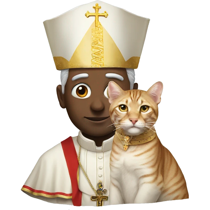 Pope with a big cat on head emoji