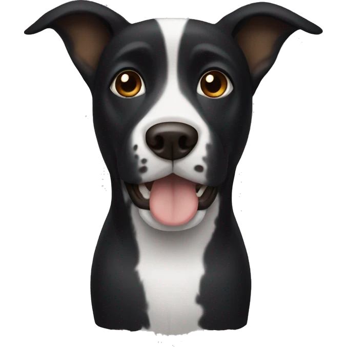Black dog with white and brown face and white foot emoji