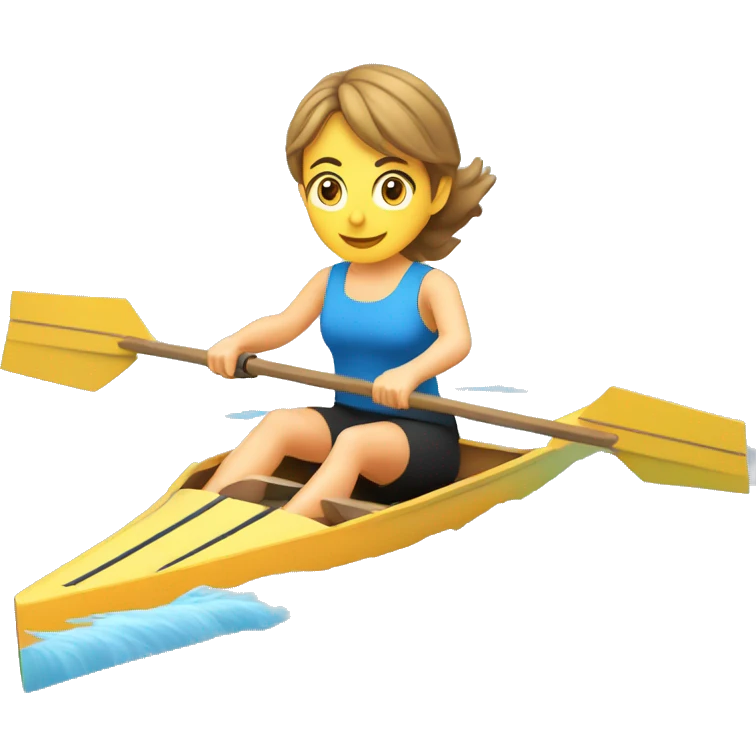 Girl rowing in a swift rowing boat with concept 2 blades emoji