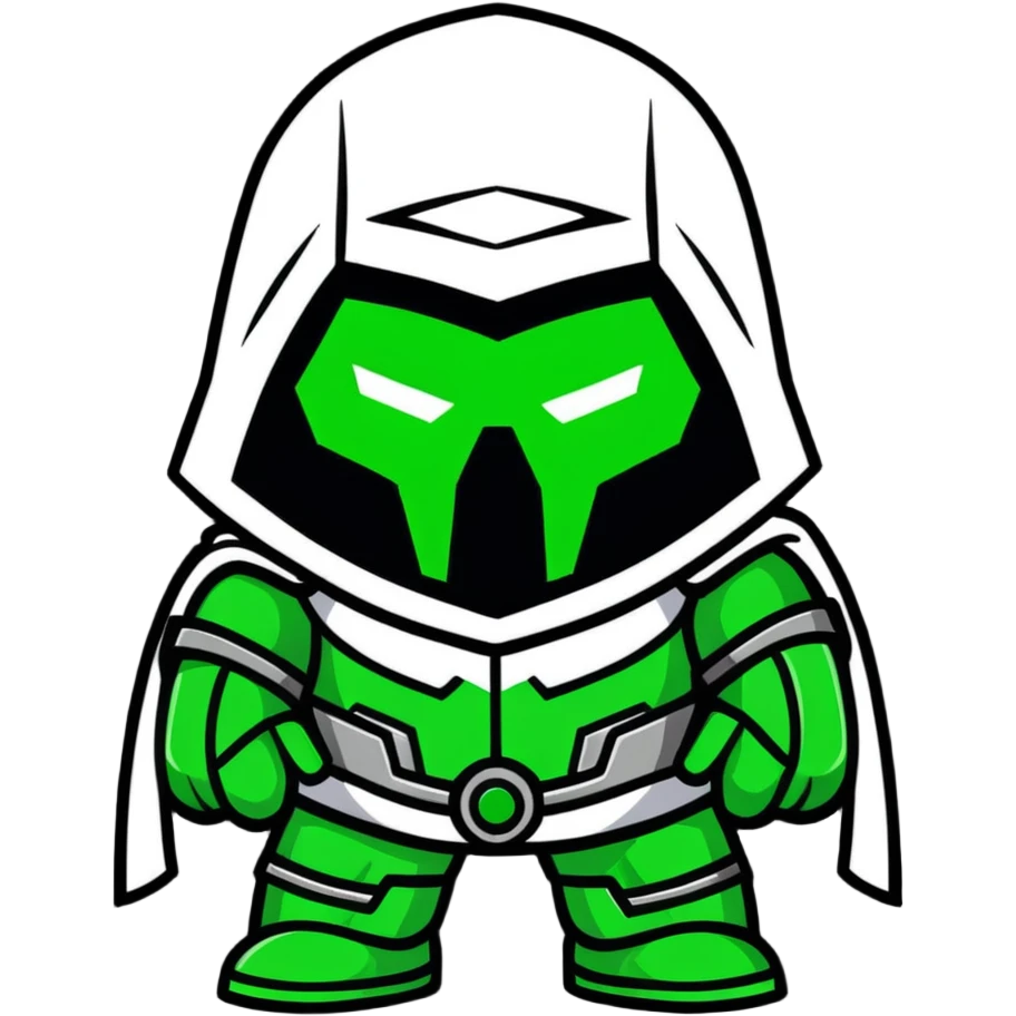 Doctor Doom with glowing green eyes and metal mask emoji