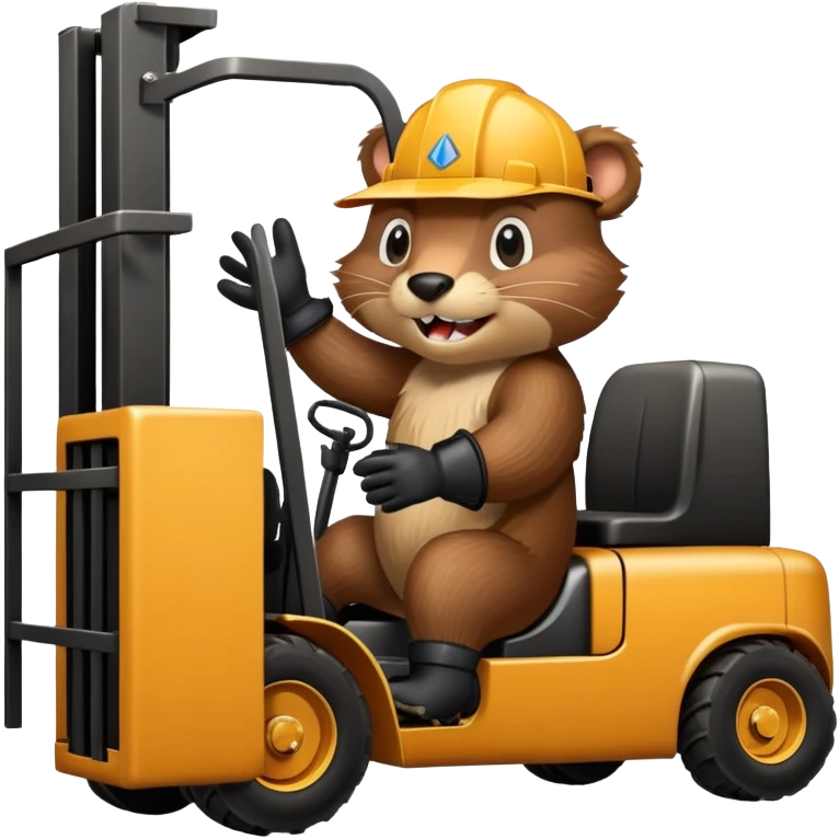 a forklift-driving beaver emoji
