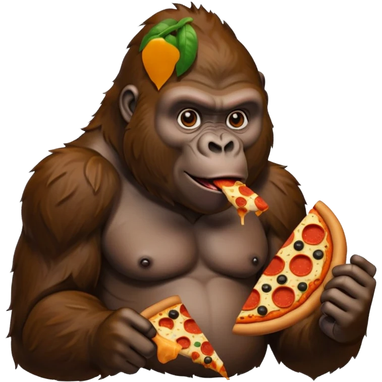 Gorilla eats pizza emoji