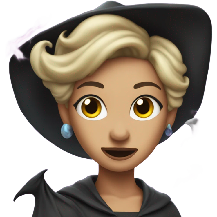 Evelyn looking like a witch with a tornado in the background emoji