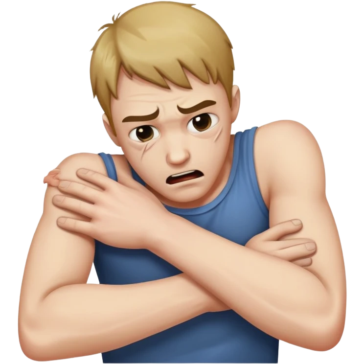man strangling himself with arms emoji
