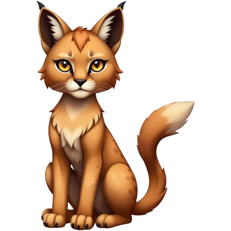 Vibrant dark edgy gothic Falvie-Fionbri-Bobcat-Caracal-creature-sparkle-feline-fursona, full body emoji