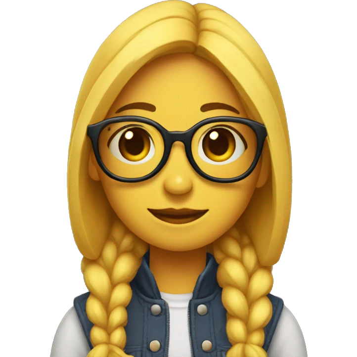 Chica morocha con lentes y suéter emoji