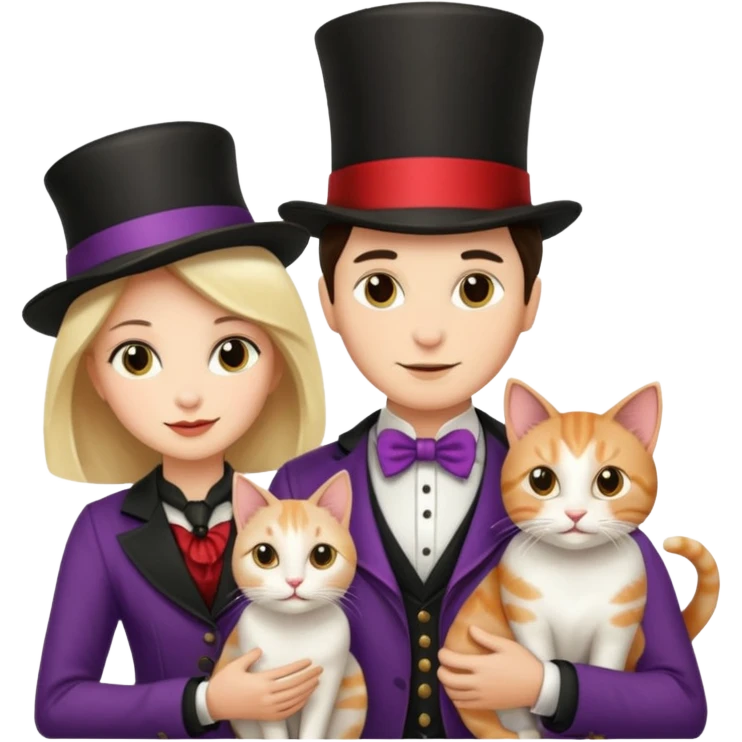 magician couple and their pet cat emoji