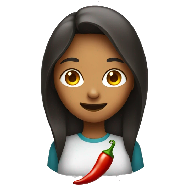 A girl hold chilli emoji